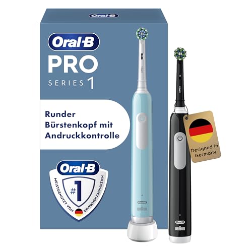 Oral-B Pro Series 1 Elektrische Zahnbürste, Doppelpack, Blau/Schwarz – Ansicht 1