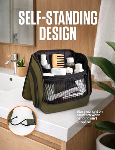Image of VENTURE 4TH Hanging Travel Toiletry Bag, 18 Compartments - Dark Green