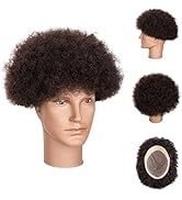 Originea Beauty DAIXI 8x10 Inches Lace Base with Pu Edge 4mm Curl Afro Curly Hair Toupee for Blac...