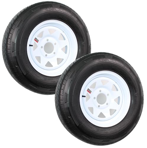 eCustomrim 2-Pack Radial Trailer Tire On Rim ST205/75R14 Load Range D 14' 5 Lug...