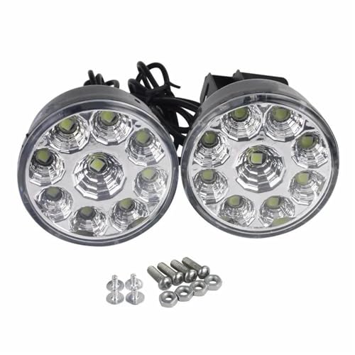 DZSHONGXINSM feu antibrouillard 1 Paire De Feux De Jour Ronds À 9 LED Blancs 12 V Pour Voiture Phares De Conduite Super Lumineux