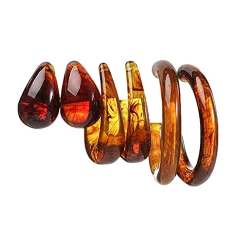 3 Pairs Lightweight Minimalist Vintage Polished Teardrop Waterdrop C Shape Circle Round Cuff Acrylic Resin Hoop Earrings Colorful Thick Chunky Wide