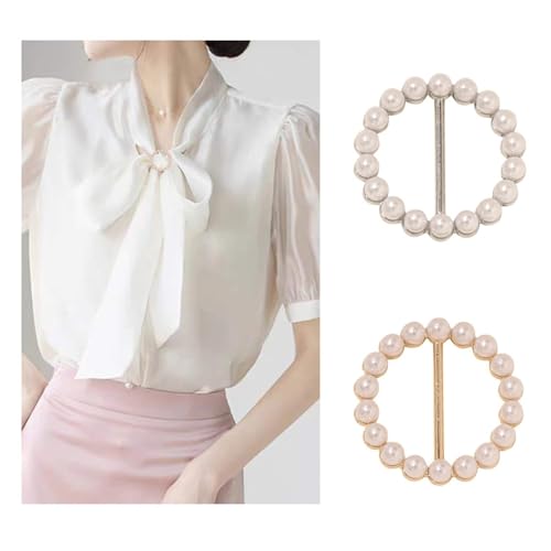 Image of 2 Pcs Scarf Ring Clips for Women Metal Shirt Tightener Cinch Buckle for Silk Scarf Shawl Blouse Sweater T Shirt Clothing Accessories