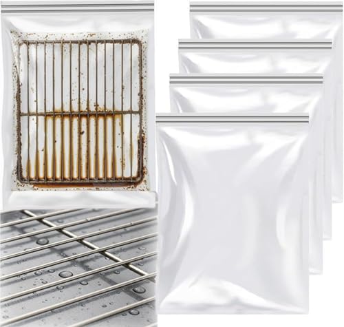 2026 Oven Rack Cleaning Bags No Scrub Oven Rack Cleaner Bags Reusable And Leak-Proof Environmental Friendly Suitable For Cleaning Of Various Sizes (4PC 15.7 * 23.7IN+19.6 * 27.5IN)