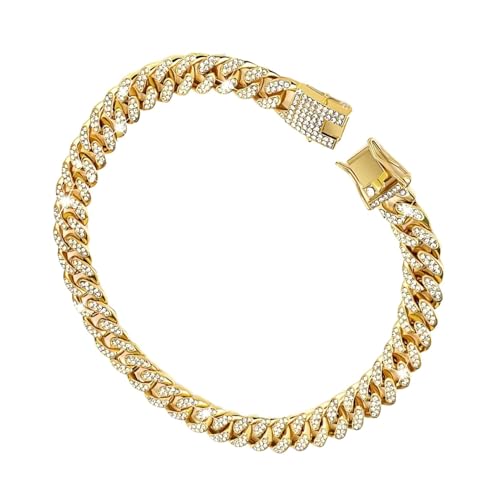 Collar de Cadena de Perro de Oro,Collar de Perro de Cadena de Oro | Collar de Perro Dorado con Cadena de para Perros - Collar para Perros Que Caminan con Hebilla para Perros medianos y pequeños