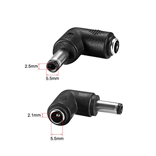 uxcell 10 adaptadores DC Power conector ángulo 90° 5.5x2.5 mm a 5.5x2.1 mm miniatura 2