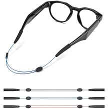 Glasses Strap for Oakley Meta HSTN Adjustable Sunglasses Straps for Men Women kids-No Tail Eye Glasses Holder with Steel Wire Cable Eyewear Retainer, String Lanyard3pcs 14in Bl/Bl/Red