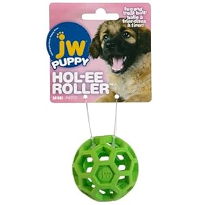JW Pet Hol-ee Roller Original Do It All Dog Toy Puzzle Ball, Natural Rubber, Assorted Colors, Mini