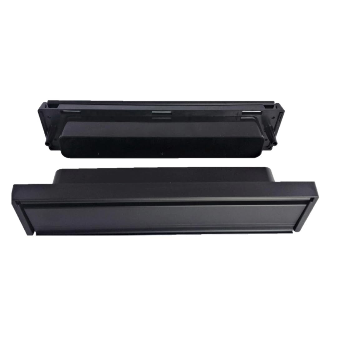Boîte aux lettres noire de 30,5 cm avec brosses anti-courants d'air, boîte aux lettres en UPVC noir mat avec manche télescopique avec porte de 40 à 80 mm d'épaisseur