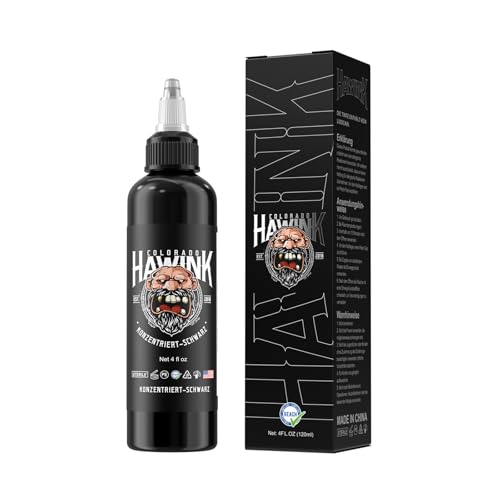 HAWINK Encre Tatouage Noir Concentré Professionnel 120ml (4oz) Accessoire de Tatouag Tattoo Black...