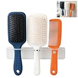 1PC Hair Brush Holder, Hairbrush Holder Organiser, Wall Mounted Hair Tool Organiser with Three Holes, Space Saving Bathroom Accessory, Compact Size 17.5 by 5.6 by 5.6 cm