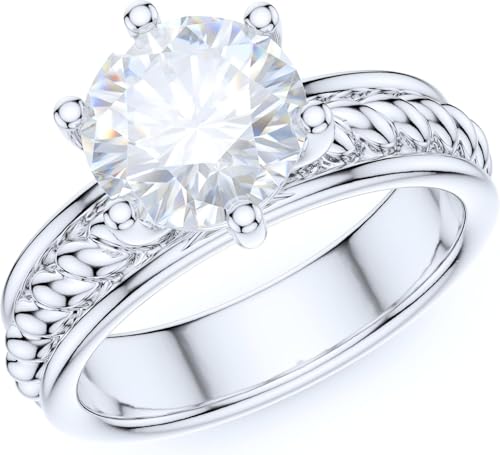 Anillo de compromiso y moissanita redonda de 2 quilates el regalo de aniversario