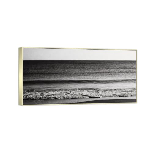 Tableau paysage plage noir et blanc pour créer un salon zen et moderne