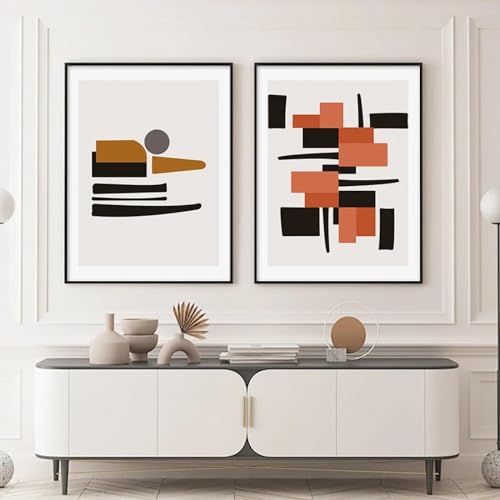 Affiches abstraites orange noir pour salon moderne 80x110 cm - 3