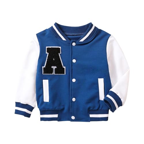 Children's Baseball Jacket Toddler Girls Boys Warm Outwear Long Sleeve Button Down Stand Up Collar Jacket Coats