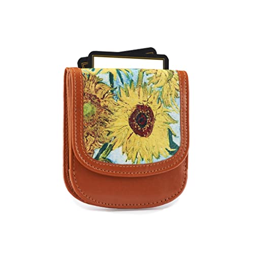 Taxi Wallet® TW04-SUNFLOWERS - Soft Leather (Van Gogh) - Compact, Front Pocket Folding Wallet - For Cards, Coins, Bills, ID (Men & Women)