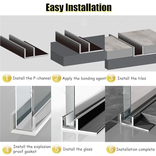 Profilé de fixation mural en aluminium gris durable pour porte de douche - 8