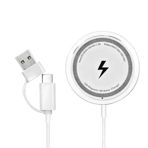 Cargador inalámbrico magnético de 15 W para iPhone 16/16 Pro Max, 15/15 Pro/15 Pro Max, iPhone 14/14 Plus, AirPods 3/2, compatible con Mag-Safe, estación de carga inductiva
