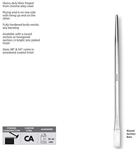 Groz 30-Inch Aligning Pry Bar | 7/8-Inch Diameter | Round Section | Heavy Duty Chrome Alloy Steel | Zinc Plated | Great For Providing Extra Leverage (33172) #TOP5
