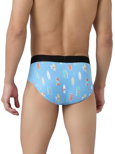 Image of XYXX Men's Surf Super Combed Cotton Regular Fit Printed Antibacterial Briefs with No Marks Waistband