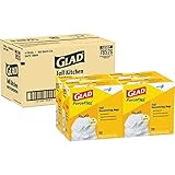 Glad ForceFlex Tall Kitchen CloroxPro Drawstring Trash Bags 13 Gallon White Trash Bag, Unscented 100...