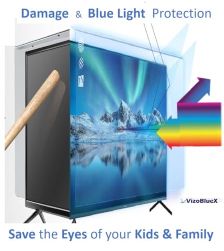 Image of VizoBlueX 65 inch Blue Light and Damage TV Screen Protector. Protection Shield & Anti-Blue Light Filter Blocking UV for LCD LED 4K OLED QLED (57.3 x 32.9 inch)