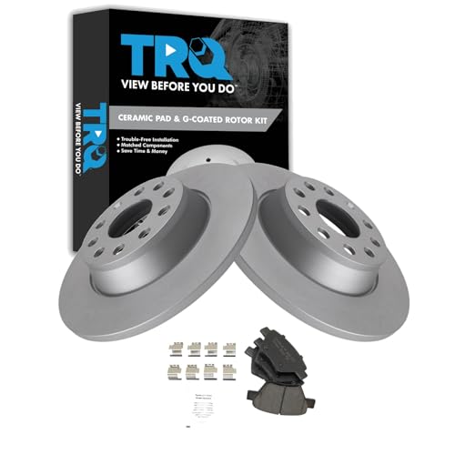 Image of TRQ Rear Brake Pad and Rotor Set Ceramic Coated Rotors 286mm Compatible with 2011-2013 Audi A3