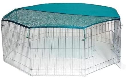 BUNNY BUSINESS Corralito de Juego de Conejillo de Indias de 8 Paneles para Exteriores e Interiores, XL de 55 x 55 Pulgadas, Color Plateado