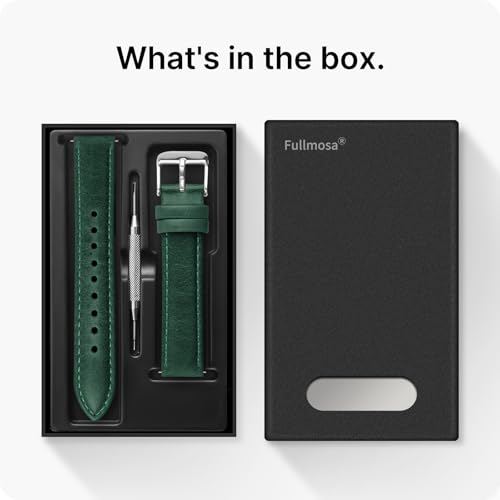Image of Fullmosa 22mm Quick Release Leather Watch Band for Garmin Samsung Galaxy | Strap for Garmin Vivoactive 4 45mm,Garmin Venu 4(45mm) /Venu 3 /Venu 2,Samsung Galaxy Women Men, Gradient Green&Silver Buckle