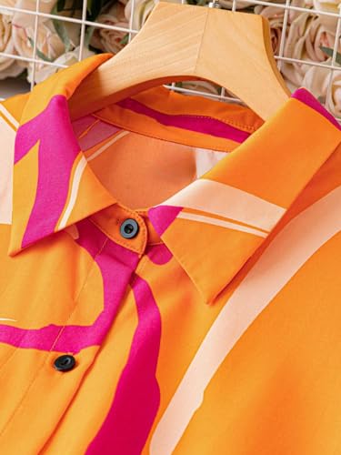 Greciilooks Women Rayon Casual Regular Fit Western Dress (Ornage, Large)