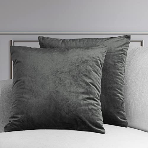 Image of HPD Half Price Drapes Cushion Cover 18 x 18 Heritage Plush Velvet - VPYC-198595-CC18PR - Pair, Pepper Grey