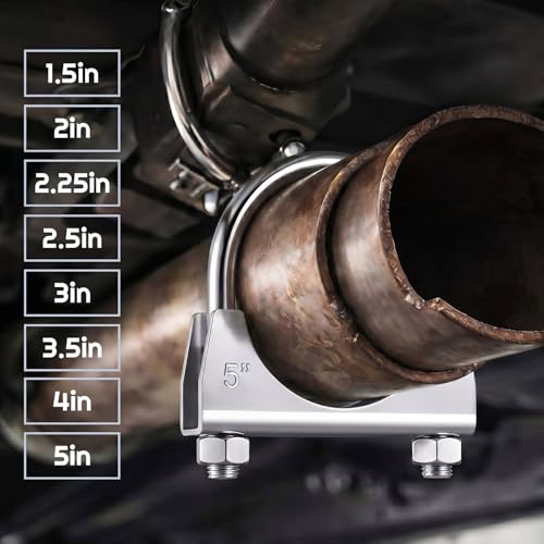 Image of 2 Pcs 5 inch Exhaust Clamp Heavy Duty U-bolt Exhaust Clamp - Saddle Design Muffler Pipe Connector, Tip Hook Clip, Galvanized Iron, Fits 5 inch Od Pipes