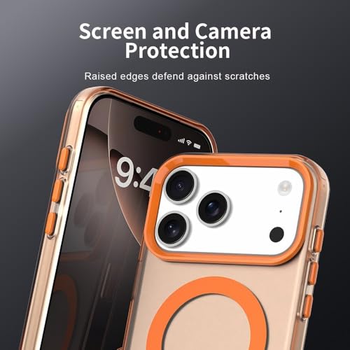 Image of Elzzi Translucent Back Cover for iPhone 17 Pro Case, Shockproof Matte Phone Cover with Magnetic, MagSafe Compatible Protective Case for Men & Women (Cosmic)