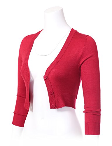 Image of Allsense Women's Cropped Bolero Shrug Cardigan | 3 /4 Sleeve, Button Down, Lightweight Knit Sweater
