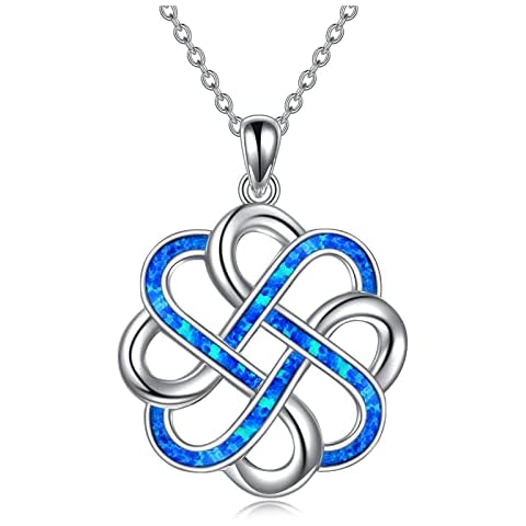YFN Celtic Knot Necklace Sterling Silver Opal Celtic Knot Pendant Jewellery Gifts for Women Girls Cover