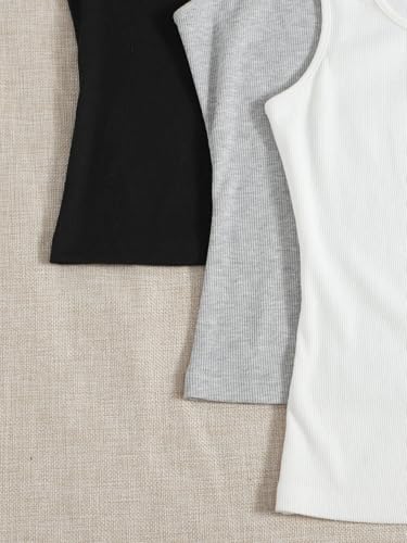 Image of Women's 1x1 Rib Cotton Stretch Tank Top Sleeveless Basic Vest Pack of 3