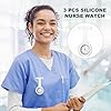 Oryzium 3 Pcs Nurse Watch,Pocket Nurses Fob Watch with Pin/Clip,Silicone Brooch Watches for Medical Health Care,Easy for Nurses Doctors Paramedic to Carry (3 Colors with Label) #4