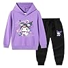 MAOXITCATY Sudadera con capucha de chándal Kawaii para niñas, ropa urbana para niños, sudadera de manga larga con estampado de dibujos animados, de 2 a 13 años,Púrpura,140cm