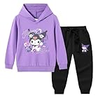 MAOXITCATY Sudadera con capucha de chándal Kawaii para niñas, ropa urbana para niños, sudadera de manga larga con estampado de dibujos animados, de 2 a 13 años,Púrpura,140cm