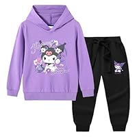 MAOXITCATY Sudadera con capucha de chándal Kawaii para niñas, ropa urbana para niños, sudadera de manga larga con estampado de dibujos animados, de 2 a 13 años,Púrpura,140cm
