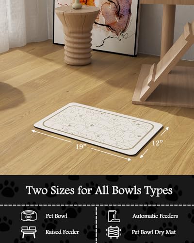 Image of Pet Feeding Mat-Absorbent Dog Mat for Food and Water Bowl-No Stains Quick Dry Water Dispenser Mat-Dog Accessories Pet Supplies-Bowl for Messy Drinkers（FRAMEDOGS,12 inchx19 inch