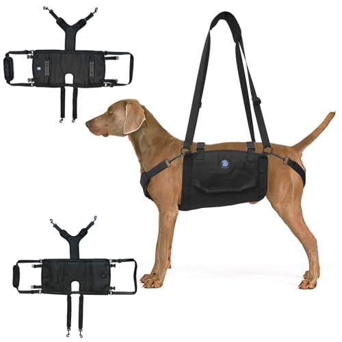 LIU&LIU Large Dog Support Backpack,Pet Full Body Lift Harness,Fit Dogs with Joint Injuries,Older,Arthritis,Surgery Recovery,Black,L