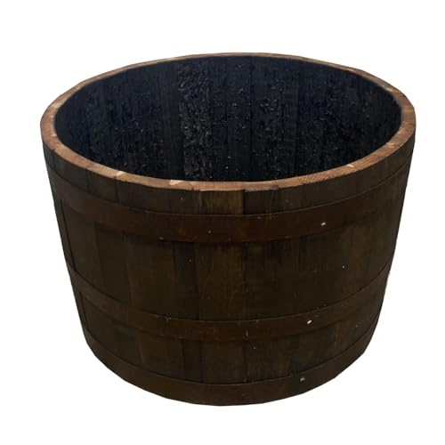 Fassl Baron - halbes Whiskyfass - Geölt - ohne Zubehör- D/H=65/40cm - 90 Liter, Holzfass halbiert aus massivem Eichenholz verwendbar als Pflanzkübel oder Miniteich