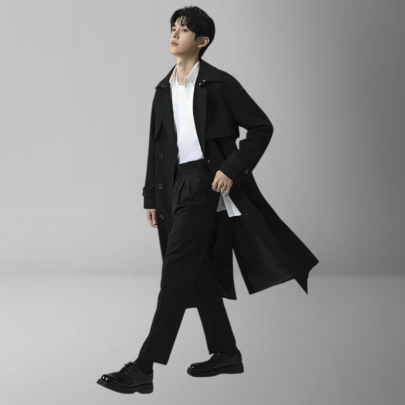 Trench Marron Homme Ample à Double Rangée Mi-Long en Taille M - 2
