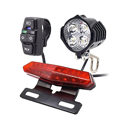 DYYK E-Bike Front Brake Rear Light Kit For 36V 48V Battery Contain Horn Headlight Switch And With Ebike Turn Functional Tail Light (Color : 36V WD007)