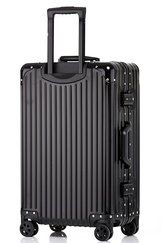 Image of PYB Autograph -Premium Full Aluminium Hard Trolley Bags for Travel, Zipless Cabin Suitcase with TSA Lock, Noiseless 360 Rotating 8 Spinner Wheels, Compression Pads and Divider (Black), Cabin 20 inch