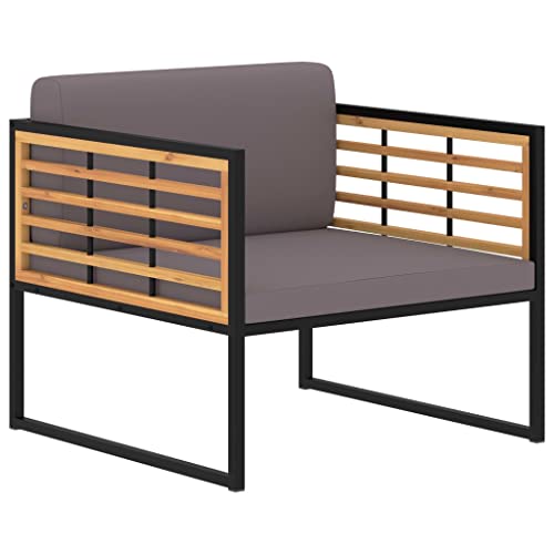 Vetnasa Sillas jardín 2 uds y Cojines Madera Maciza Acacia Gris Oscuro Mobiliario, Muebles de jardín, Asientos de Exterior, Sillas de jardín Gris 29,8 KG