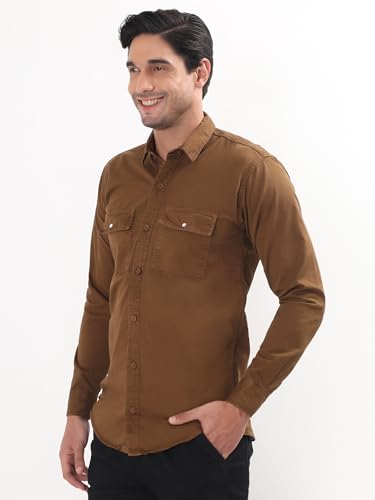 Image of Premium Men Plain Shirt Full Sleeve | Button Down Collar RFD Lightweight Fabric | Regular Fit Casual Wear Shirt with Double Pocket Design