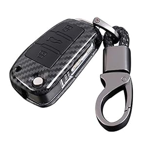 Happyit ABS Carbon Fiber Shell + Siliconen Autosleutel Cover Cases voor Audi A1 A3 A4 A5 Q7 A6 C5 C6 3 Knoppen Afstandsbediening Accessoires Houder Shell (zwart)