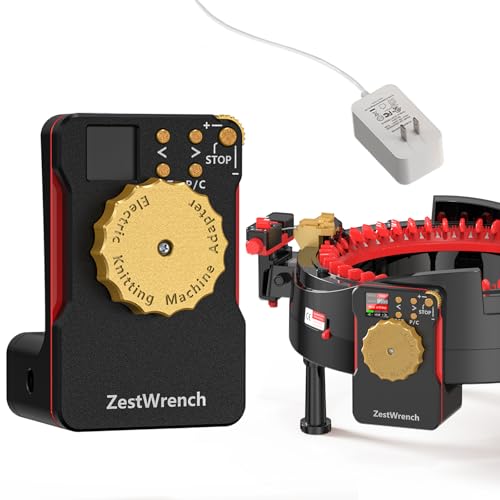 ZestWrench Elektrischer Strickmaschinen-Adapter für Addi-Strickmaschine 46, LCD-Panel und Reihenzähler, flacher/kreisförmiger Dual-Modus, Motorzubehör mit variabler Geschwindigkeit für die meisten